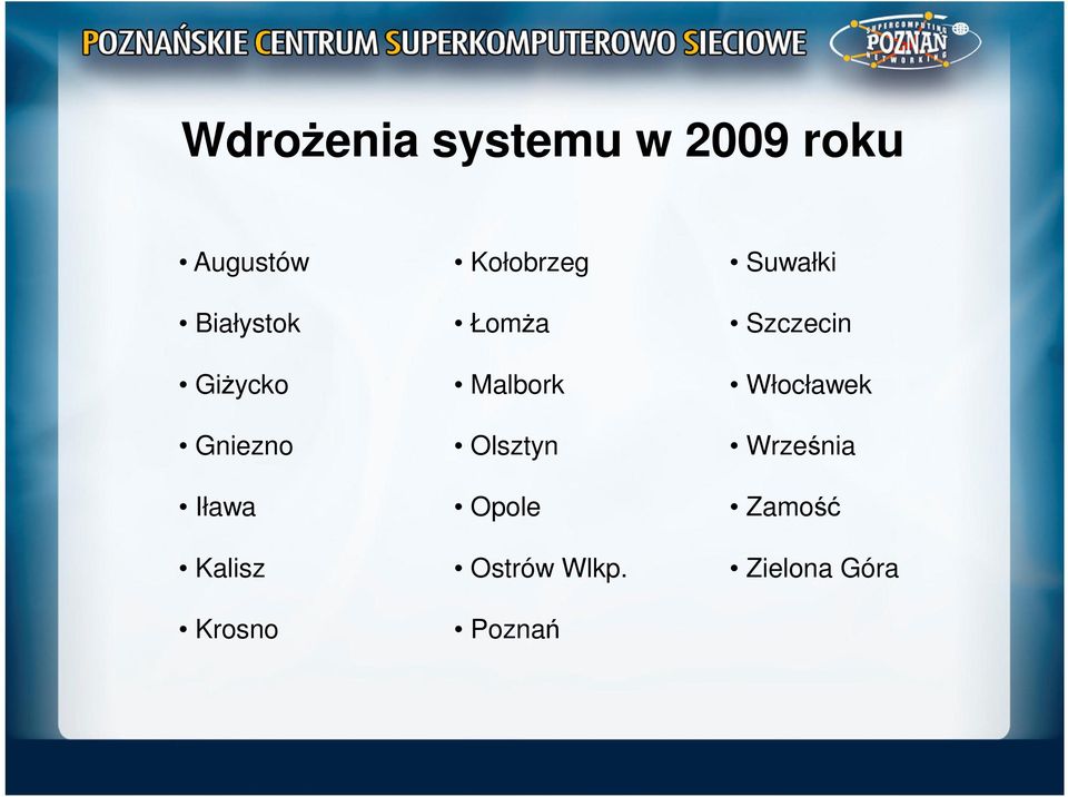 Włocławek Gniezno Olsztyn Września Iława Opole