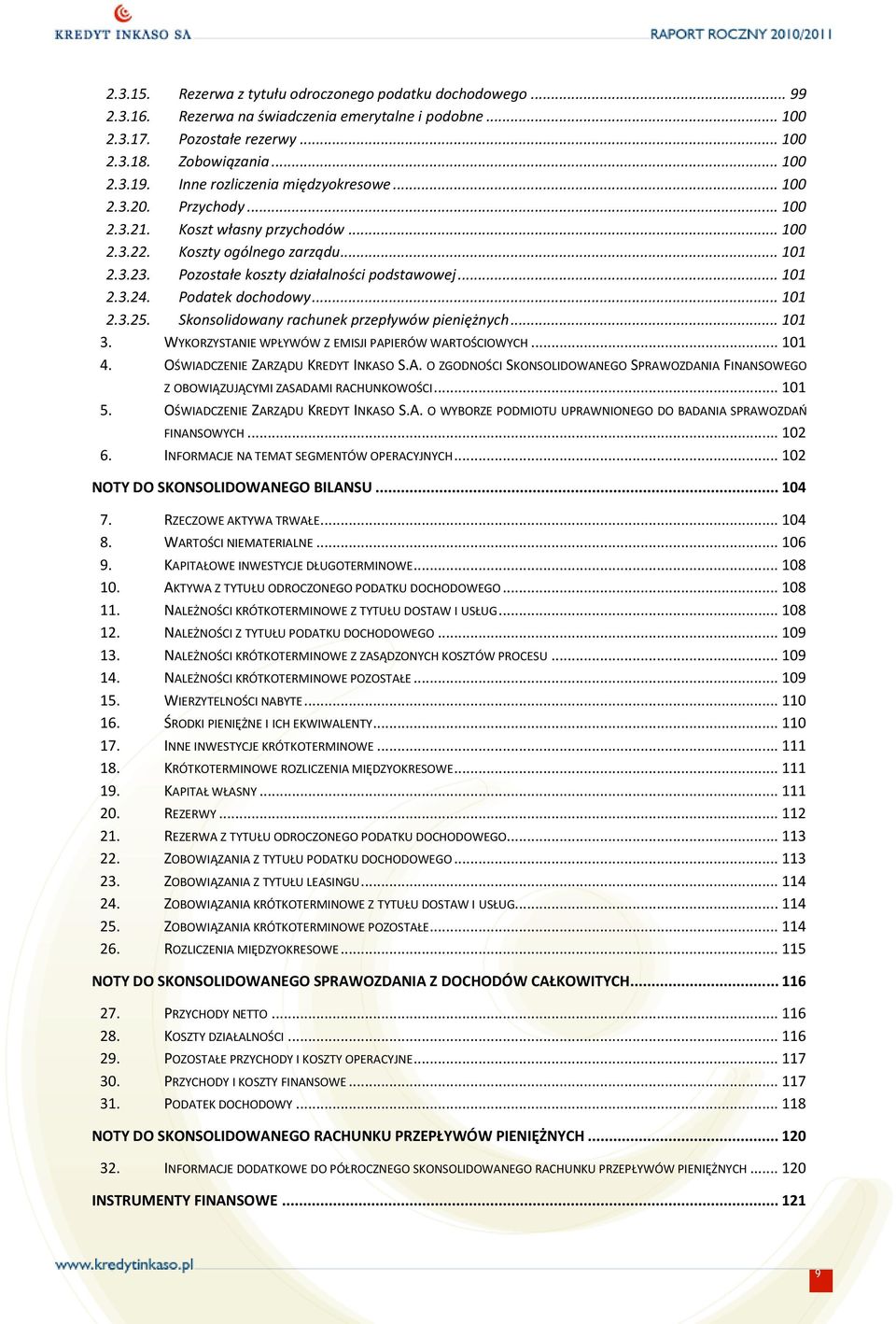 Skonsolidowany rachunek przepływów pieniężnych... 0 3. WYKORZYSTANIE WPŁYWÓW Z EMISJI PAPIERÓW WARTOŚCIOWYCH... 0 4. OŚWIADCZENIE ZARZĄDU KREDYT INKASO S.A. O ZGODNOŚCI SKONSOLIDOWANEGO SPRAWOZDANIA FINANSOWEGO Z OBOWIĄZUJĄCYMI ZASADAMI RACHUNKOWOŚCI.