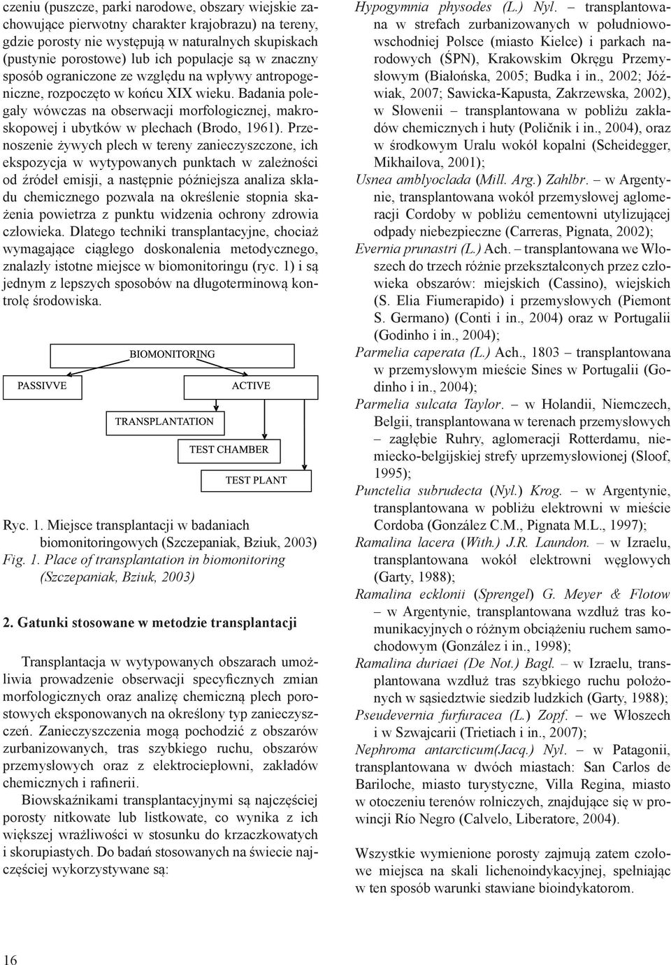 Badania polegały wówczas na obserwacji morfologicznej, makroskopowej i ubytków w plechach (Brodo, 1961).