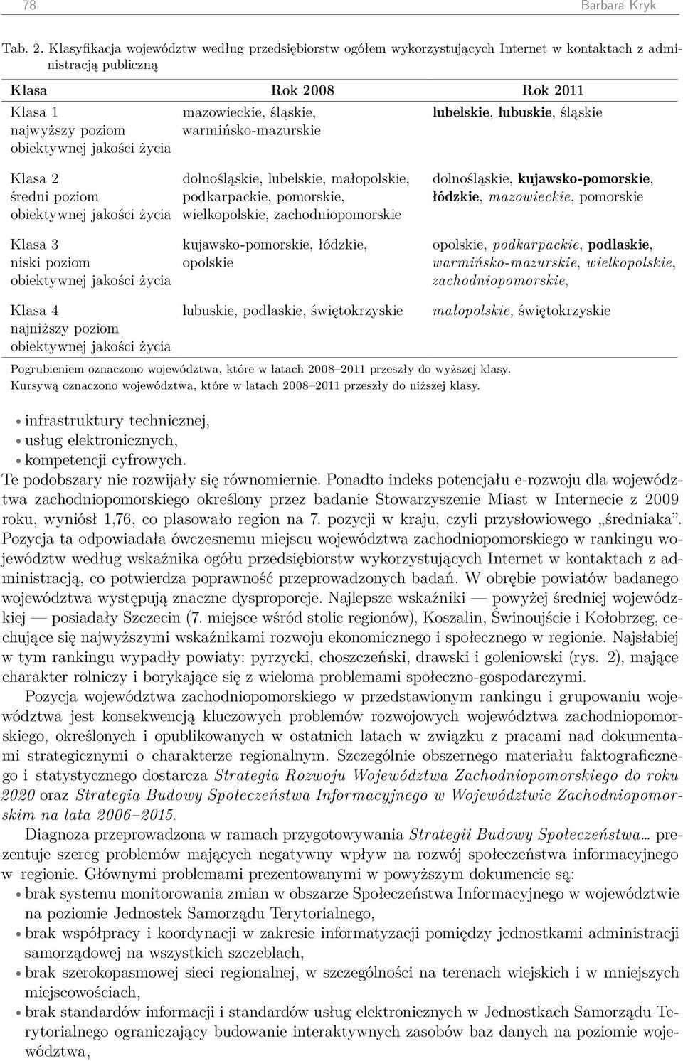 mazowieckie, śląskie, warmińsko-mazurskie lubelskie, lubuskie, śląskie Klasa 2 średni poziom obiektywnej jakości życia Klasa 3 niski poziom obiektywnej jakości życia dolnośląskie, lubelskie,