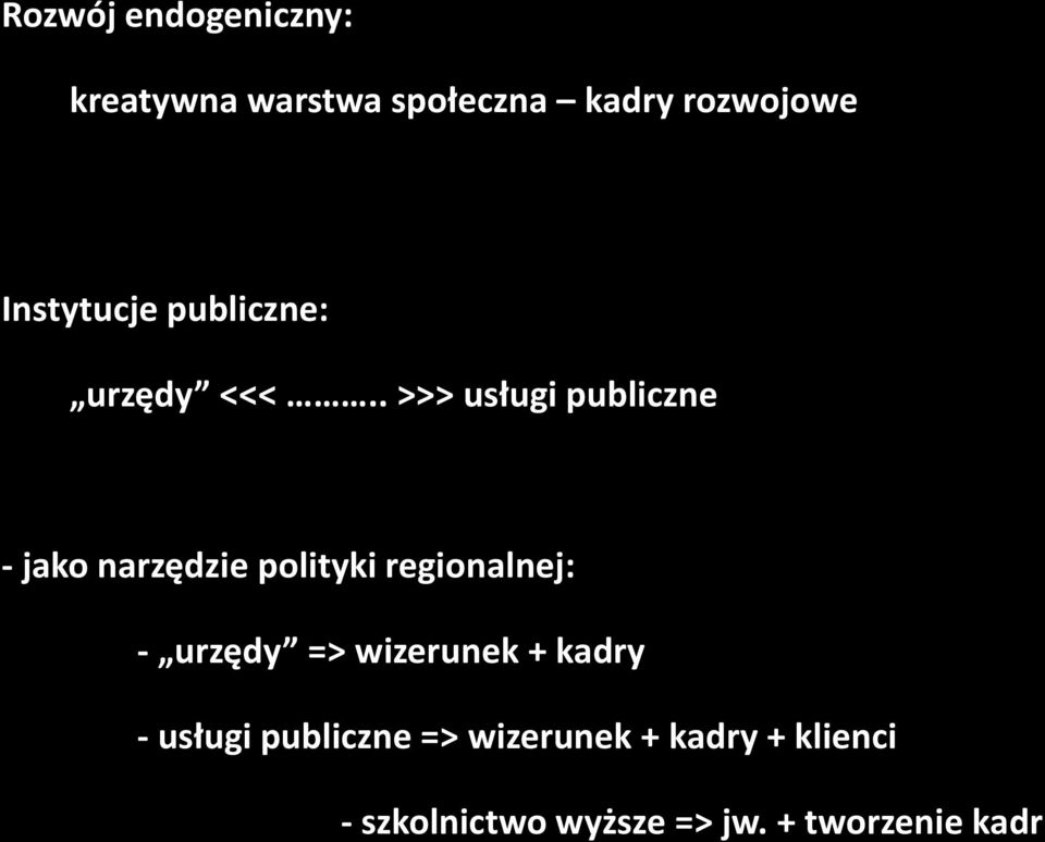 . >>> usługi publiczne - jako narzędzie polityki regionalnej: - urzędy