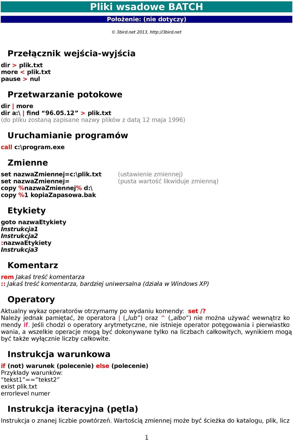 txt set nazwazmiennej= copy %nazwazmiennej% d:\ copy %1 kopiazapasowa.