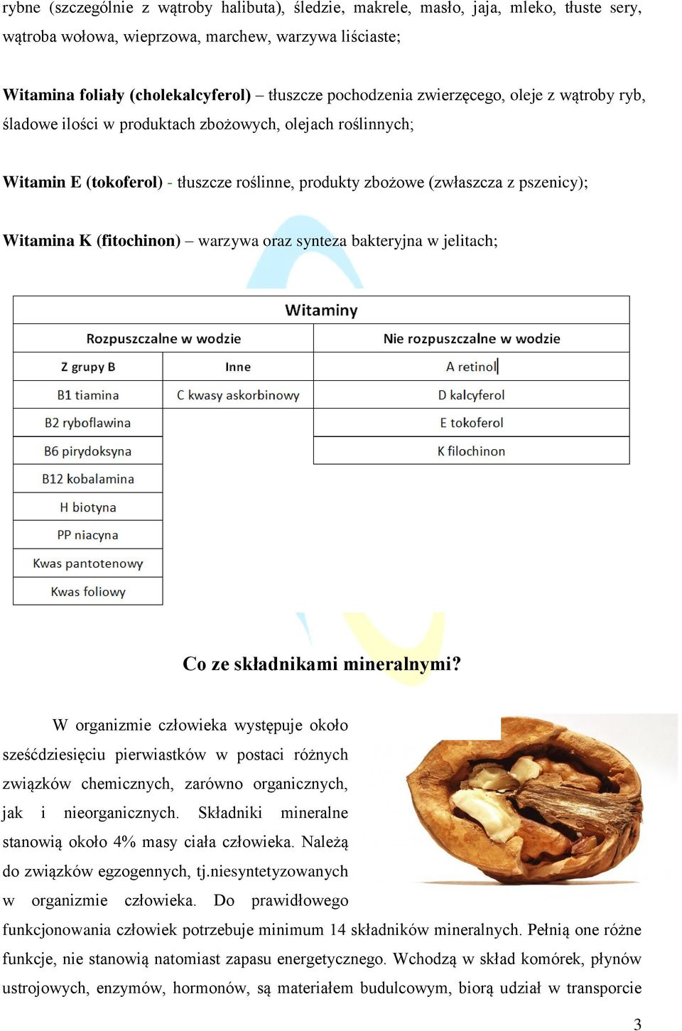 (fitochinon) warzywa oraz synteza bakteryjna w jelitach; Co ze składnikami mineralnymi?