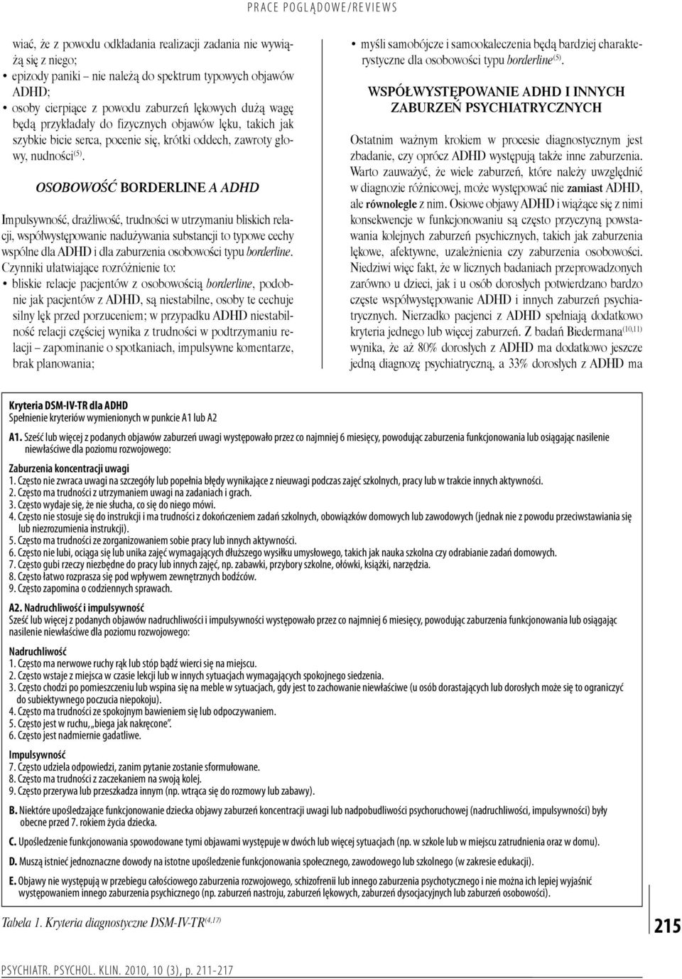 Osobowość borderline a ADHD Impulsywność, drażliwość, trudności w utrzymaniu bliskich relacji, współwystępowanie nadużywania substancji to typowe cechy wspólne dla ADHD i dla zaburzenia osobowości