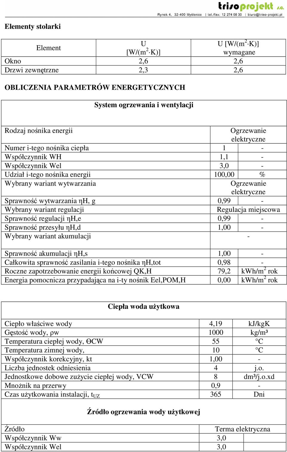 ηh, g 0,99 - Wybrany wariant regulacji Regulacja miejscowa Sprawność regulacji ηh,e 0,99 - Sprawność przesyłu ηh,d 1,00 - Wybrany wariant akumulacji - Sprawność akumulacji ηh,s 1,00 - Całkowita