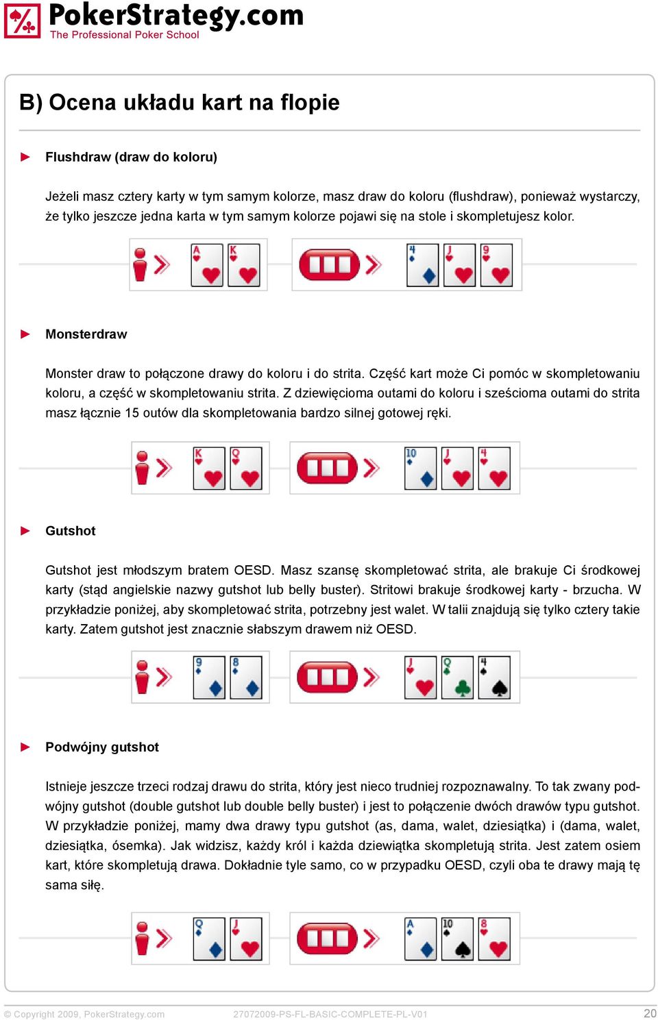 Z dziewięcioma outami do koloru i sześcioma outami do strita masz łącznie 15 outów dla skompletowania bardzo silnej gotowej ręki. Gutshot Gutshot jest młodszym bratem OESD.