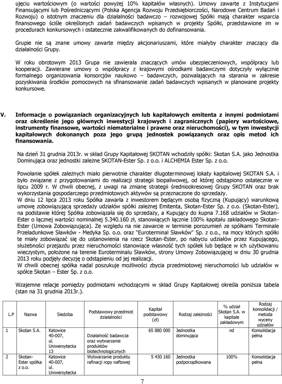 Spółki mają charakter wsparcia finansowego ściśle określonych zadań badawczych wpisanych w projekty Spółki, przedstawione im w procedurach konkursowych i ostatecznie zakwalifikowanych do