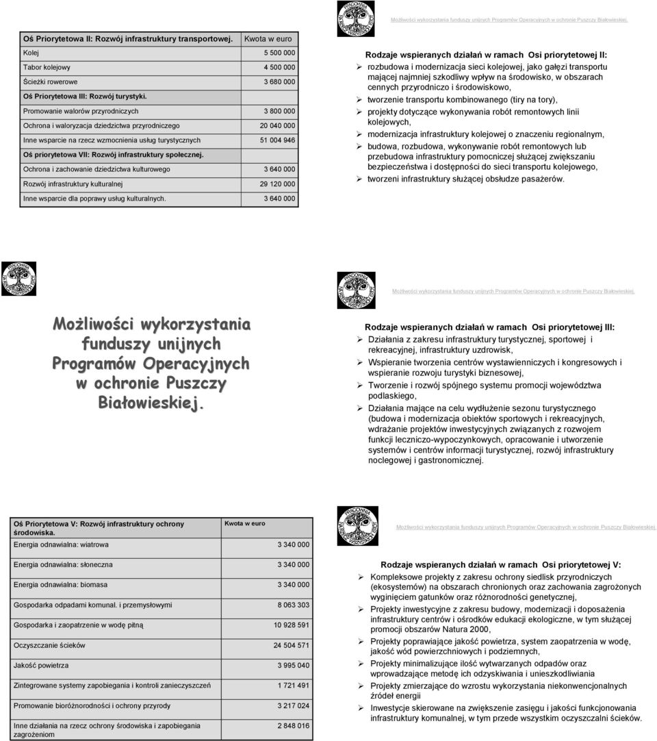 Ochrona i zachowanie dziedzictwa kulturowego Rozwój infrastruktury kulturalnej Inne wsparcie dla poprawy usług kulturalnych.