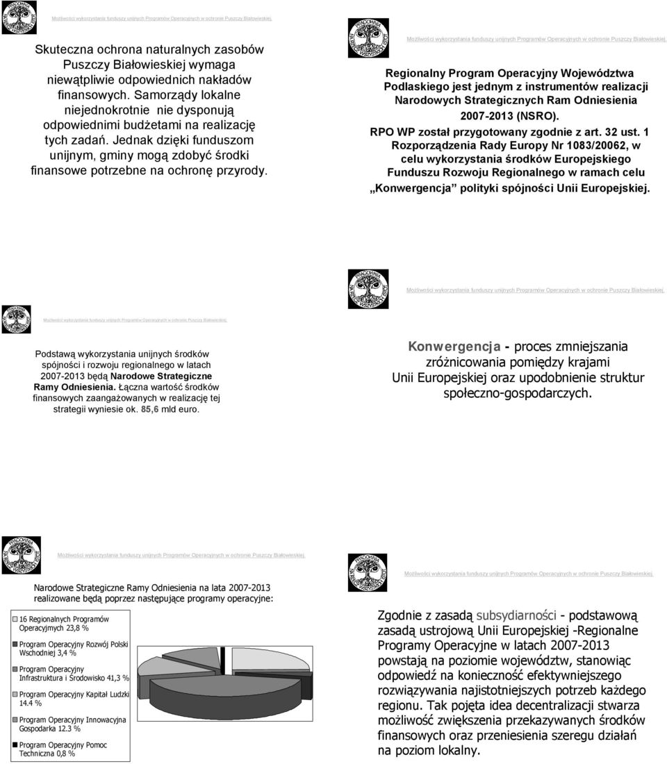 Regionalny Program Operacyjny Województwa Podlaskiego jest jednym z instrumentów realizacji Narodowych Strategicznych Ram Odniesienia 2007-2013 (NSRO). RPO WP został przygotowany zgodnie z art.