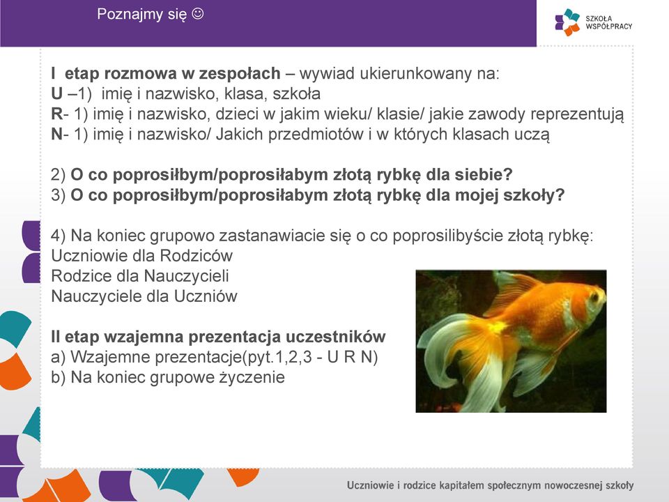 3) O co poprosiłbym/poprosiłabym złotą rybkę dla mojej szkoły?