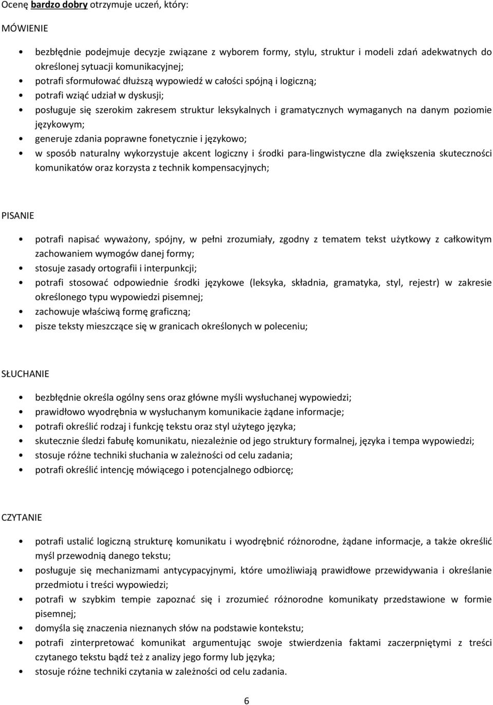 językowym; generuje zdania poprawne fonetycznie i językowo; w sposób naturalny wykorzystuje akcent logiczny i środki para-lingwistyczne dla zwiększenia skuteczności komunikatów oraz korzysta z