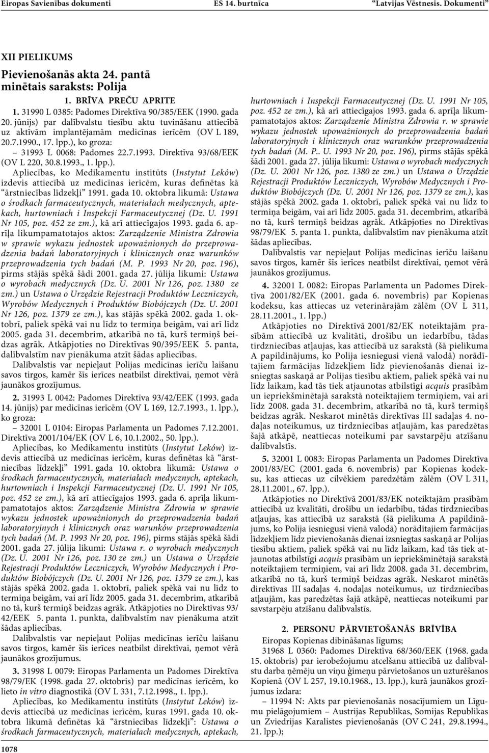 ), ko groza: 31993 L 0068: Padomes 22.7.1993. Direktīva 93/68/EEK (OV L 220, 30.8.1993., 1. lpp.). Apliecības, ko Medikamentu institūts (Instytut Leków) izdevis attiecībā uz medicīnas ierīcēm, kuras definētas kā ārstniecības līdzekļi 1991.