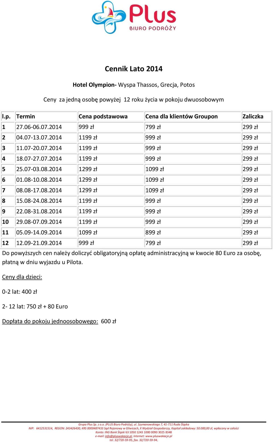 08-31.08.2014 1199 zł 999 zł 299 zł 10 29.08-07.09.