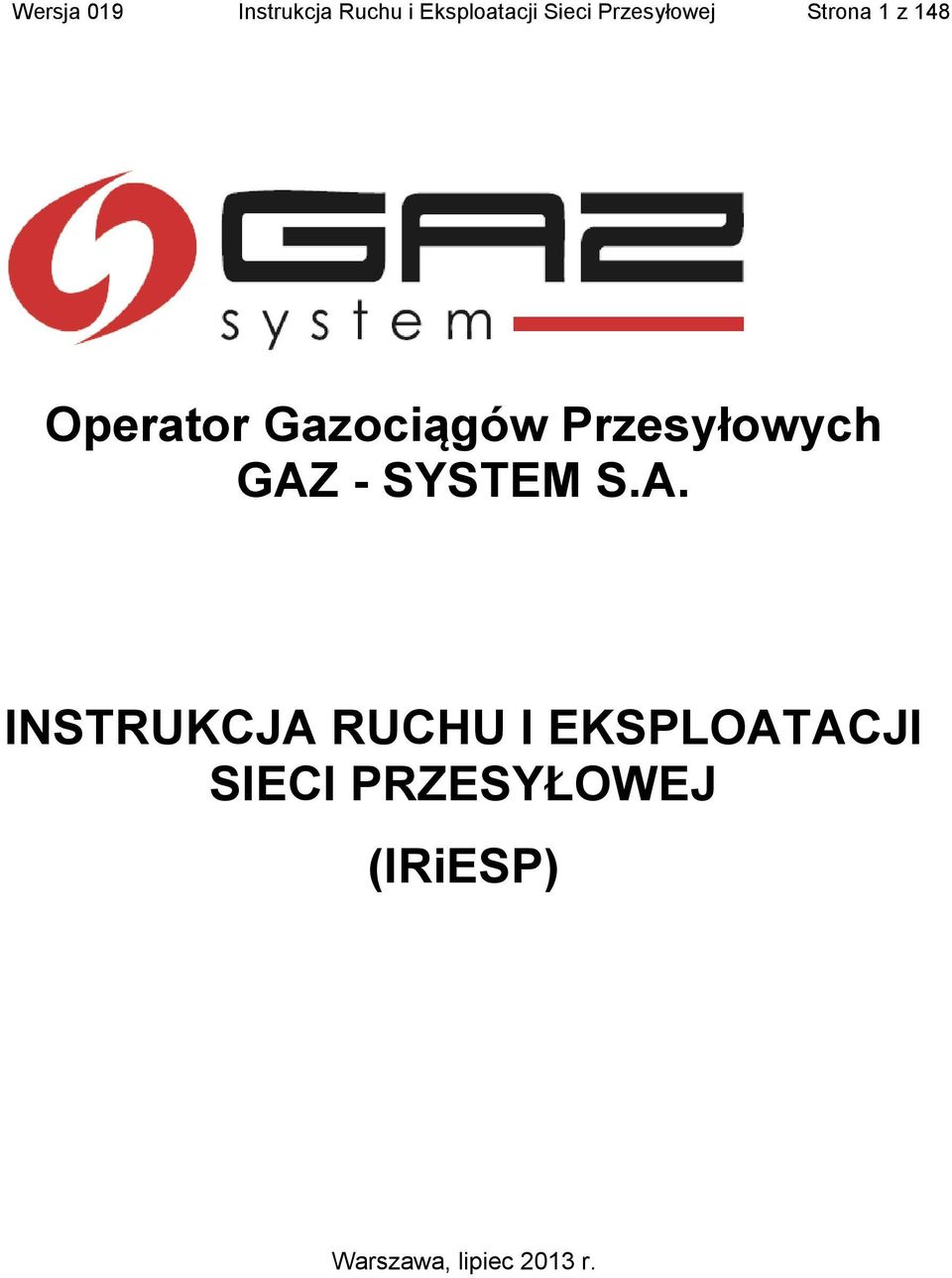 Przesyłowych GAZ