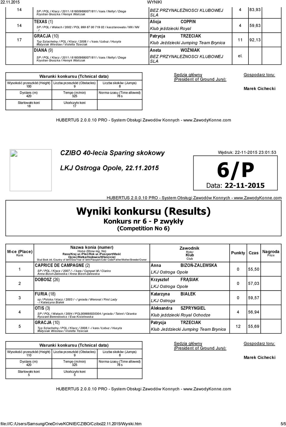 66006007 / kara / Nefryt / Draga 4 3,3 4,63 2,3 00 420 7 s 7 HUBERTUS 2.0.0.0 PRO - System Obsługi Zawodów Konnych - www.zawodykonne.