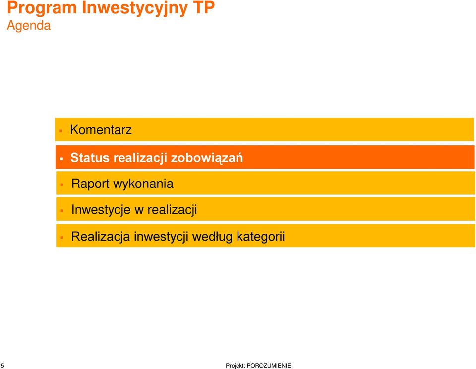 Inwestycje w realizacji Realizacja