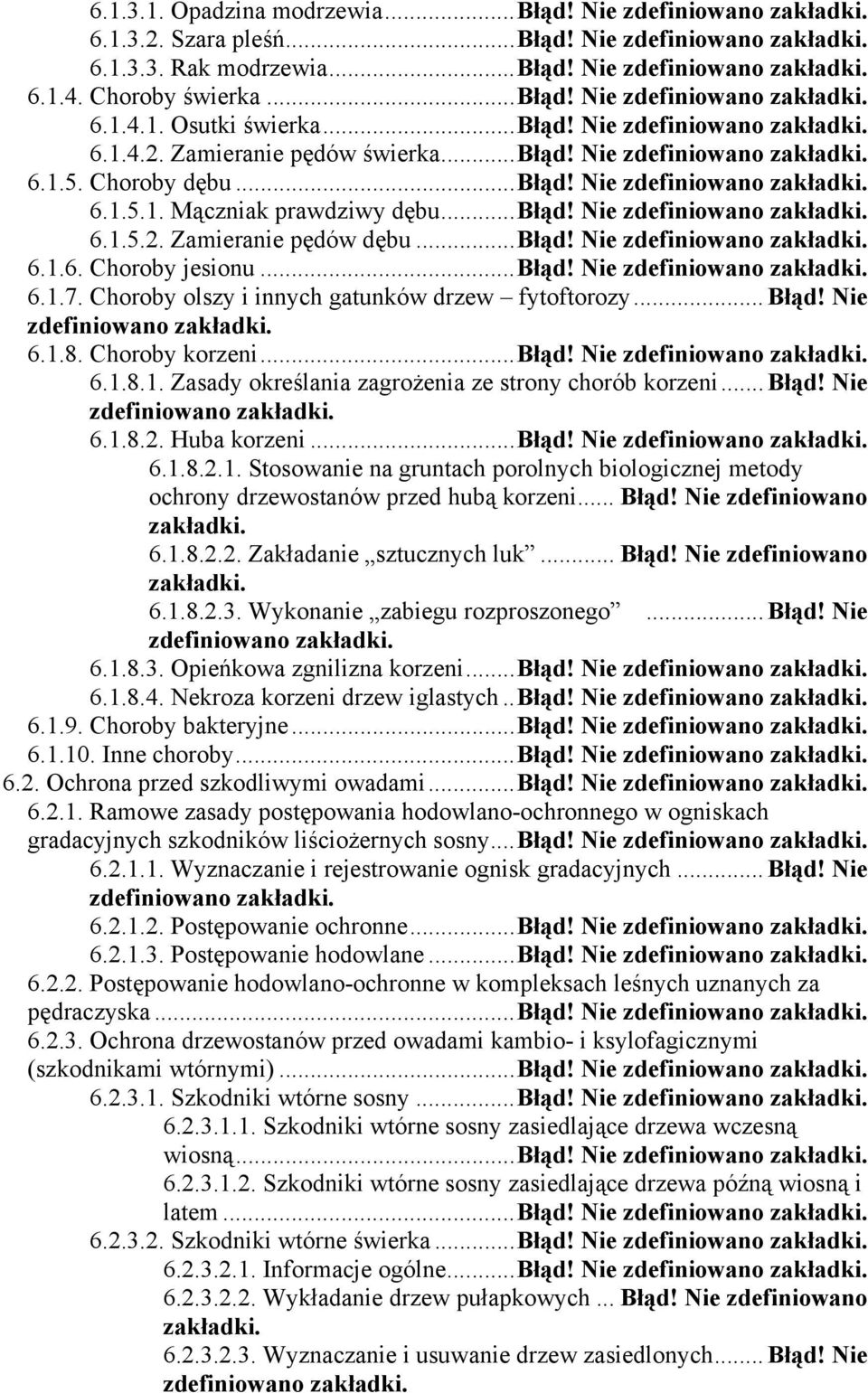 Choroby dębu... Błąd! Nie zdefiniowano zakładki. 6.1.5.1. Mączniak prawdziwy dębu... Błąd! Nie zdefiniowano zakładki. 6.1.5.2. Zamieranie pędów dębu... Błąd! Nie zdefiniowano zakładki. 6.1.6. Choroby jesionu.