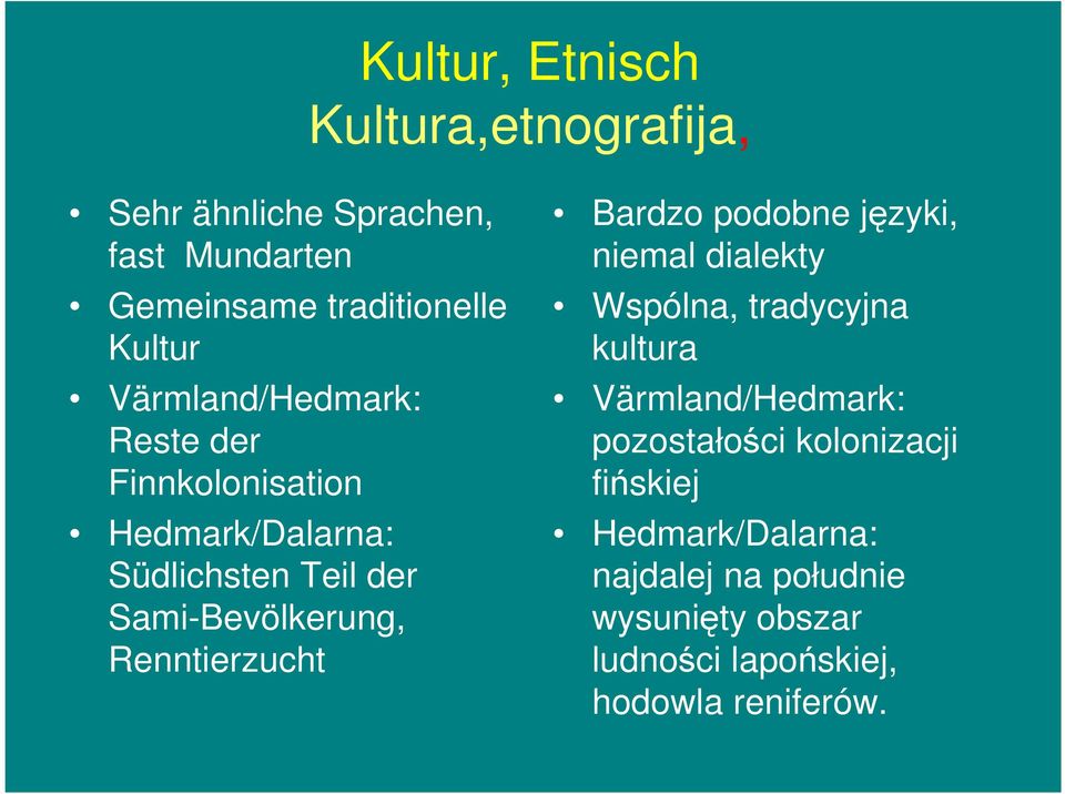 Renntierzucht Bardzo podobne języki, niemal dialekty Wspólna, tradycyjna kultura Värmland/Hedmark: