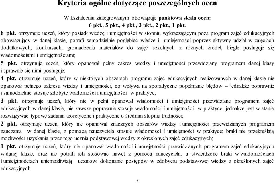 otrzymuje uczeń, który posiadł wiedzę i umiejętności w stopniu wykraczającym poza program zajęć edukacyjnych obowiązujący w danej klasie, potrafi samodzielnie pogłębiać wiedzę i umiejętności poprzez