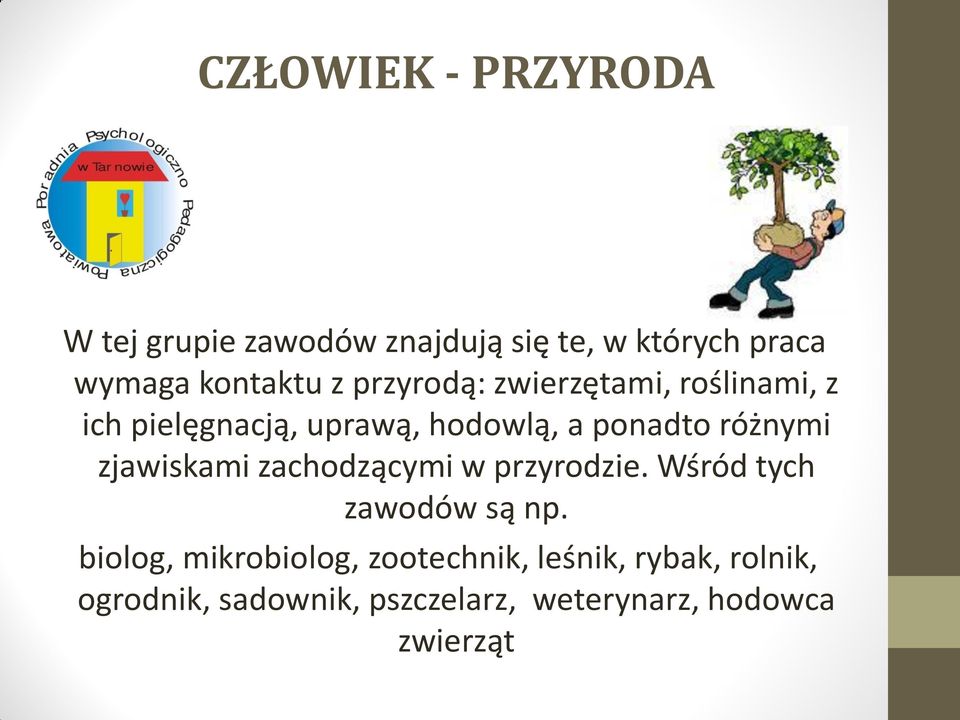 zjawiskami zachodzącymi w przyrodzie. Wśród tych zawodów są np.