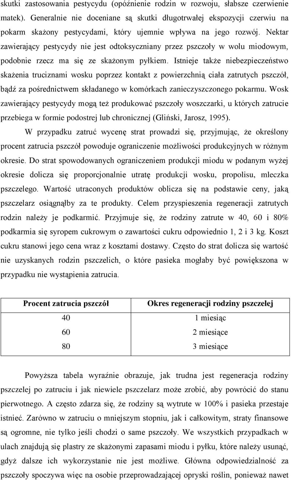 Nektar zawierający pestycydy nie jest odtoksyczniany przez pszczoły w wolu miodowym, podobnie rzecz ma się ze skażonym pyłkiem.