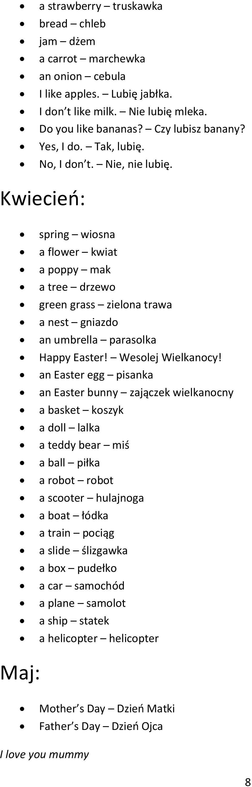 Kwiecień: spring wiosna a flower kwiat a poppy mak a tree drzewo green grass zielona trawa a nest gniazdo an umbrella parasolka Happy Easter! Wesolej Wielkanocy!