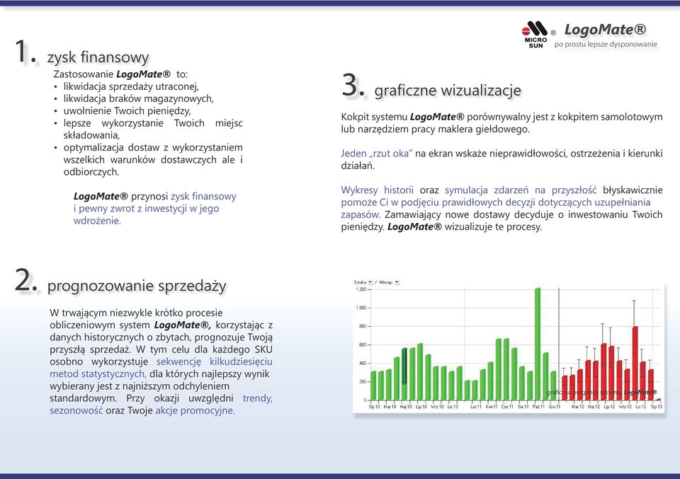 graficzne wizualizacje Kokpit systemu porównywalny jest z kokpitem samolotowym lub narzędziem pracy maklera giełdowego. Jeden rzut oka na ekran wskaże nieprawidłowości, ostrzeżenia i kierunki działań.