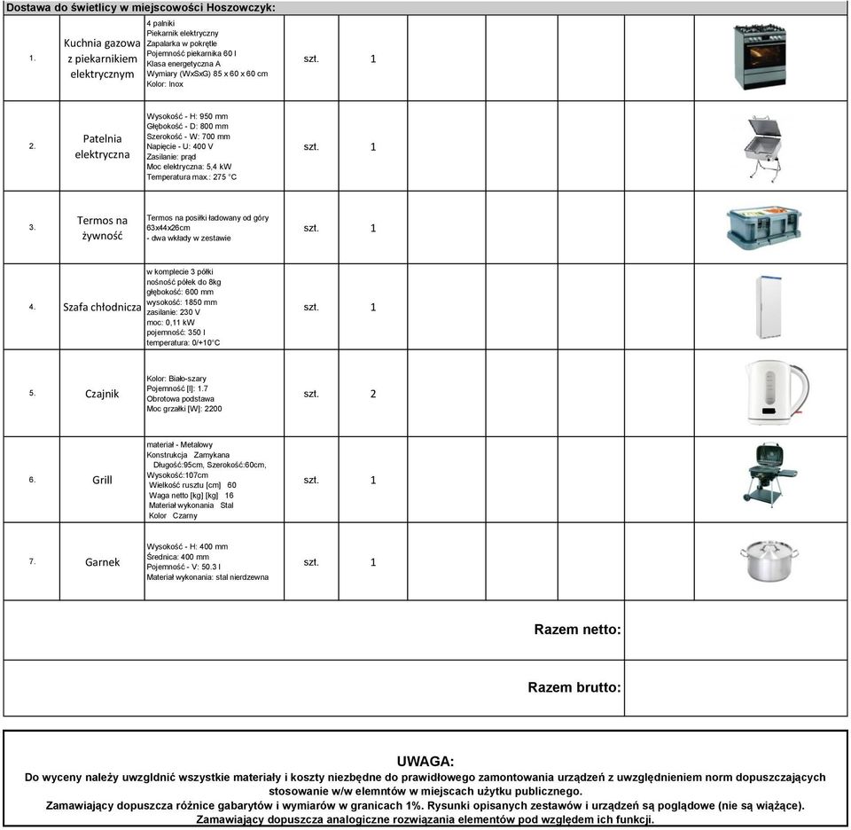 elektryczna Wysokość - H: 950 mm Głębokość - D: 800 mm Szerokość - W: 700 mm Napięcie - U: 400 V Zasilanie: prąd Moc elektryczna: 5,4 kw Temperatura max.