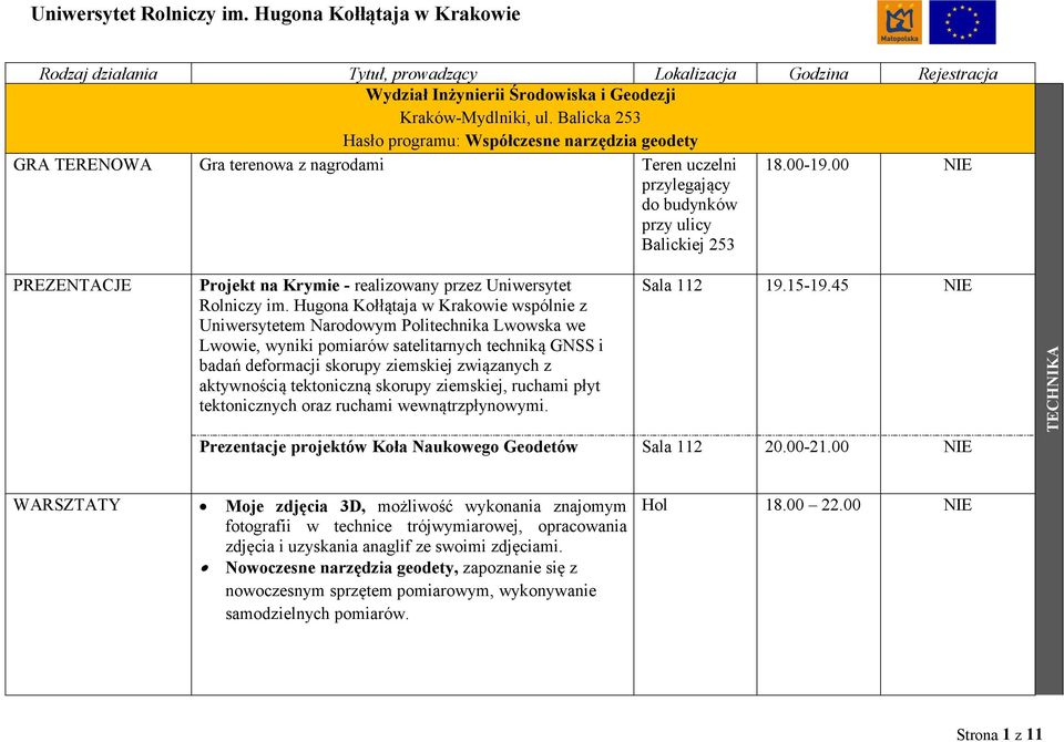 00 NIE przylegający do budynków przy ulicy Balickiej 253 PREZENTACJE Projekt na Krymie - realizowany przez Uniwersytet Rolniczy im.