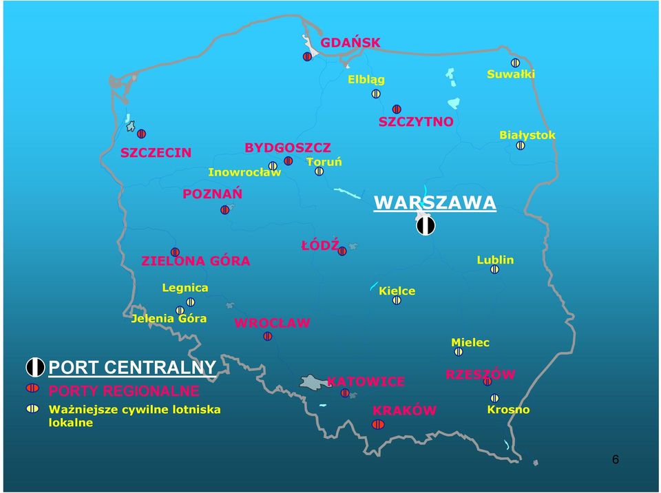 Jelenia Góra PORT CENTRALNY PORTY REGIONALNE Ważniejsze cywilne