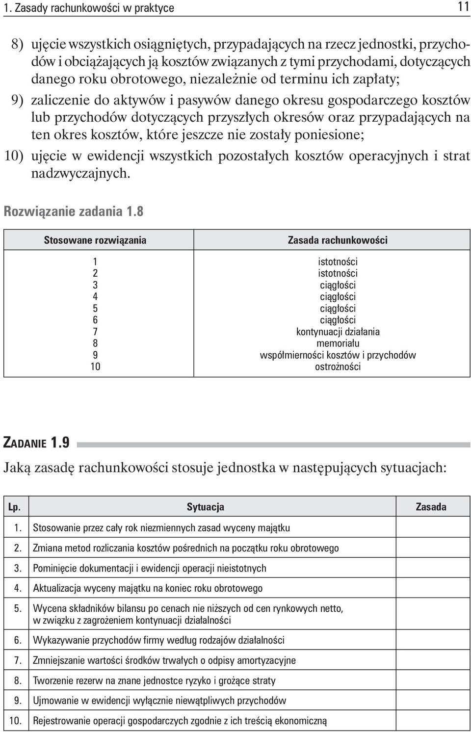 tenokreskosztów,którejeszczeniezostałyponiesione; 10) ujęcie w ewidencji wszystkich pozostałych kosztów operacyjnych i strat nadzwyczajnych. Rozwiązaniezadania1.