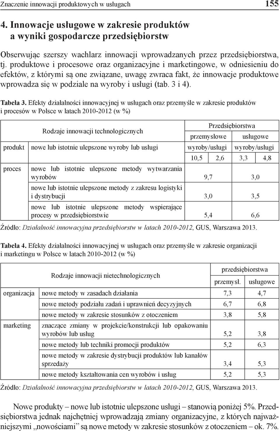 produktowe i procesowe oraz organizacyjne i marketingowe, w odniesieniu do efektów, z którymi są one związane, uwagę zwraca fakt, że innowacje produktowe wprowadza się w podziale na wyroby i usługi