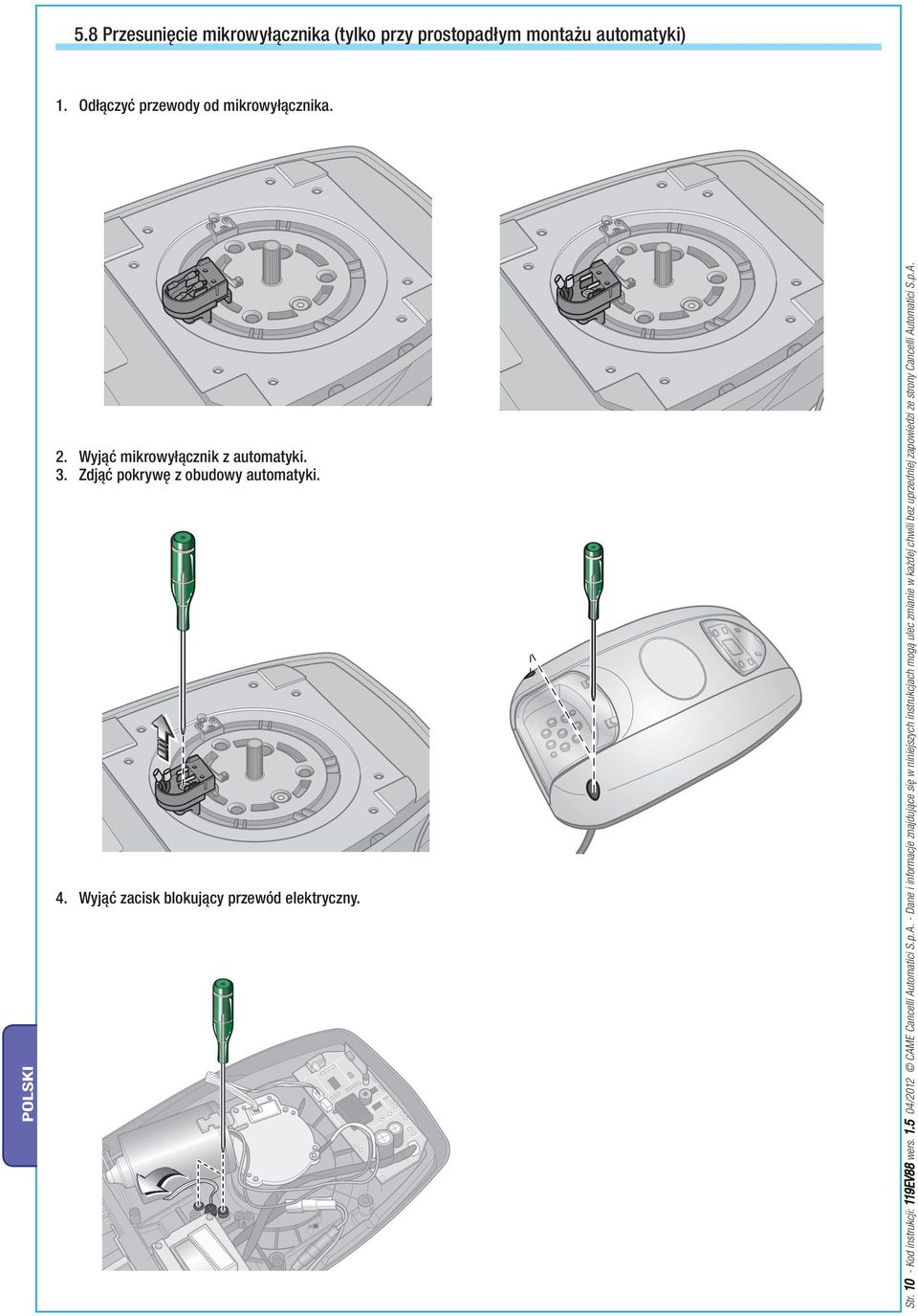 Str. 10 - Kod instrukcji: 119EV88 wers. 1.5 04/2012 CAM