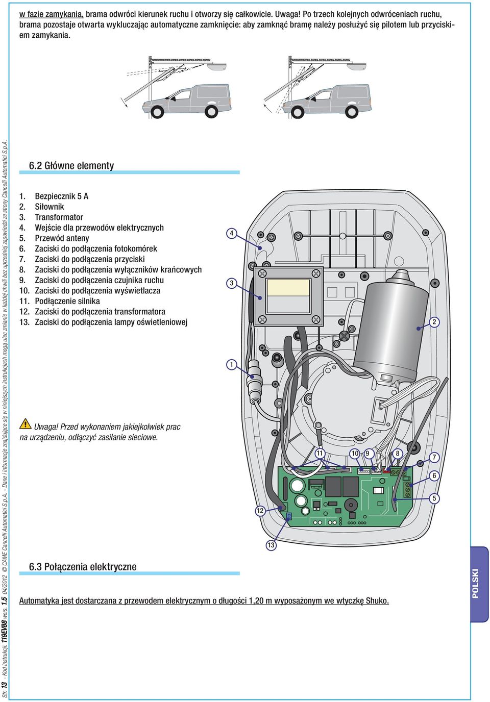 13 - Kod instrukcji: 119EV88 wers. 1.5 04/2012 CAM