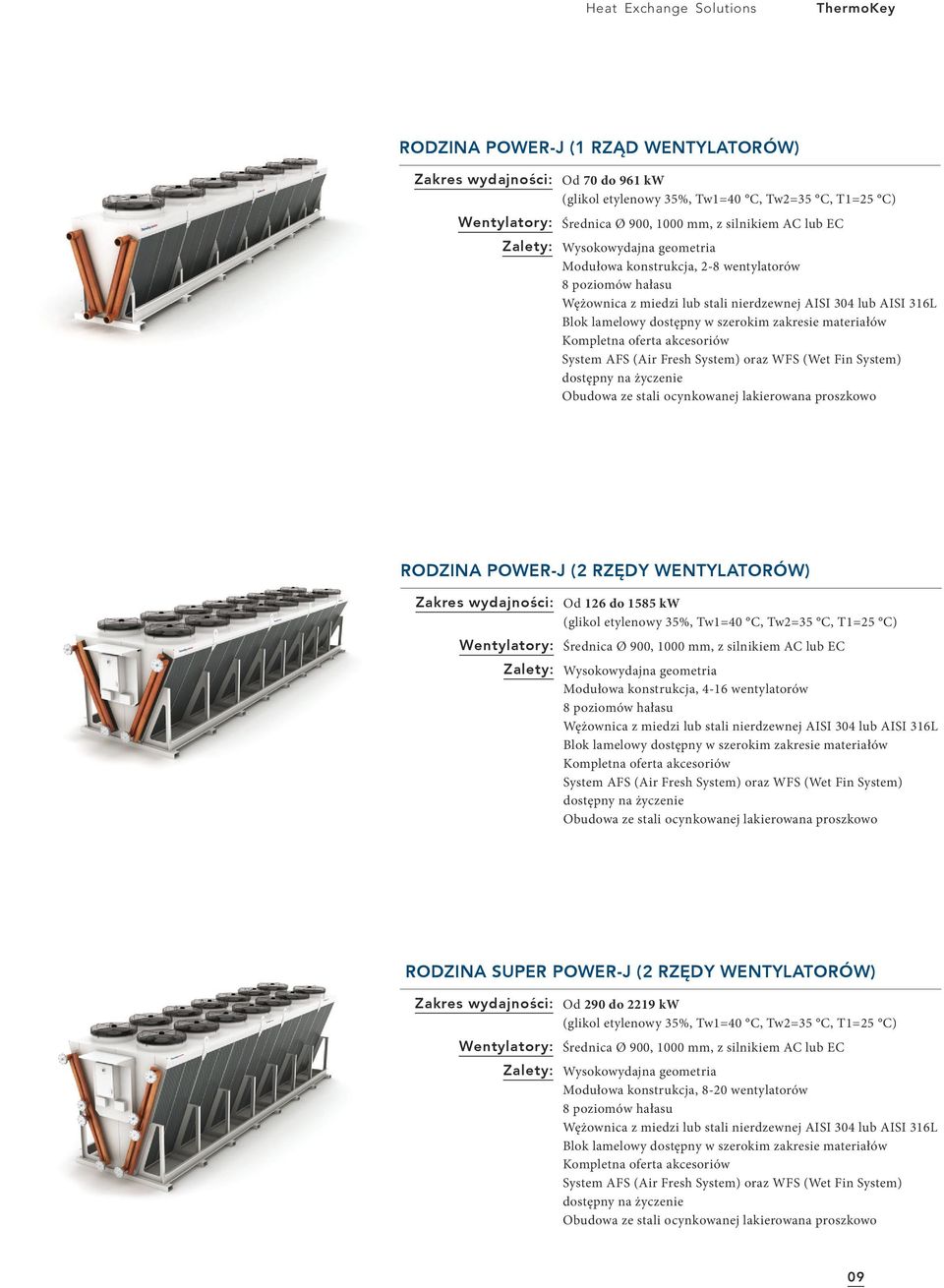 szerokim zakresie materiałów Kompletna oferta akcesoriów System AFS (Air Fresh System) oraz WFS (Wet Fin System) dostępny na życzenie Obudowa ze stali ocynkowanej lakierowana proszkowo RODZINA