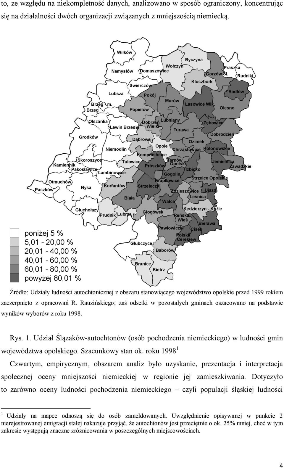 z opracowań R. Rauzińskiego; zaś odsetki w pozostałych gminach oszacowano na podstawie wyników wyborów z roku 1998. Wilków Byczyna Namysłów Wołczyn Praszka Domaszowice Gorzów Śl.