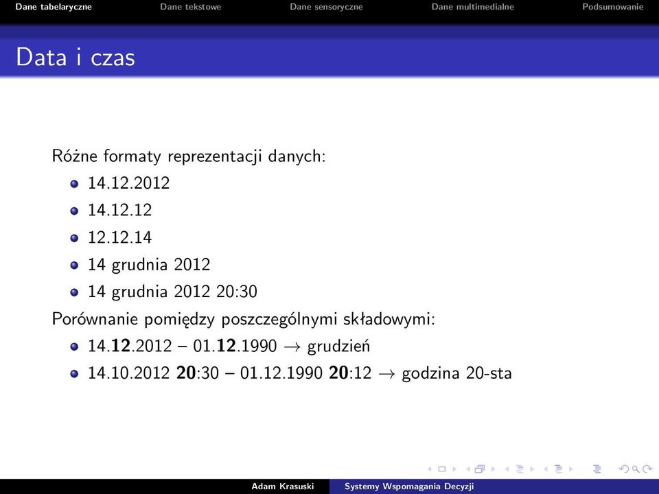 Porównanie pomiędzy poszczególnymi składowymi: 14.12.2012 01.