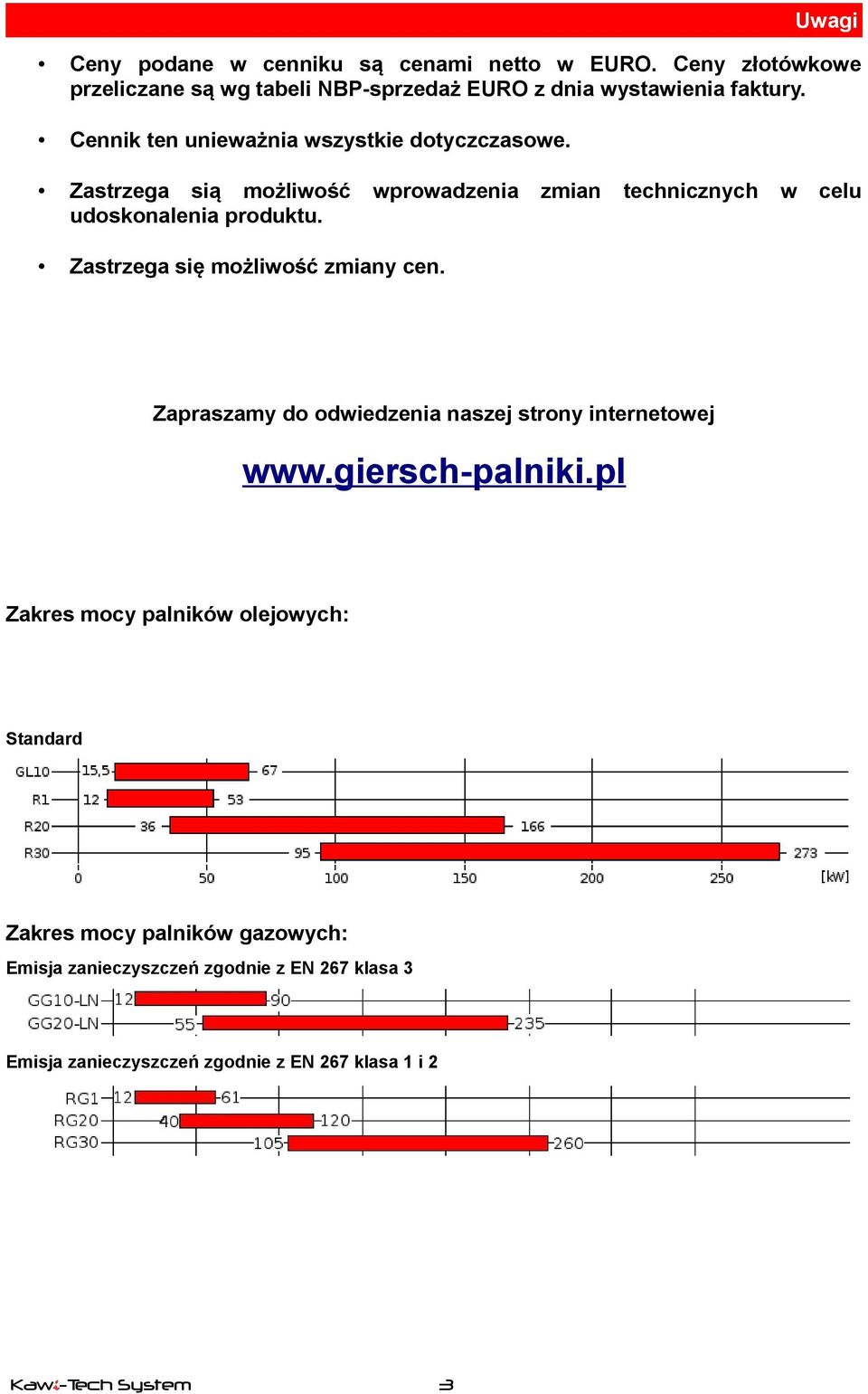 Zastrzega się możliwość zmiany cen. Zapraszamy do odwiedzenia naszej strony internetowej www.giersch-palniki.