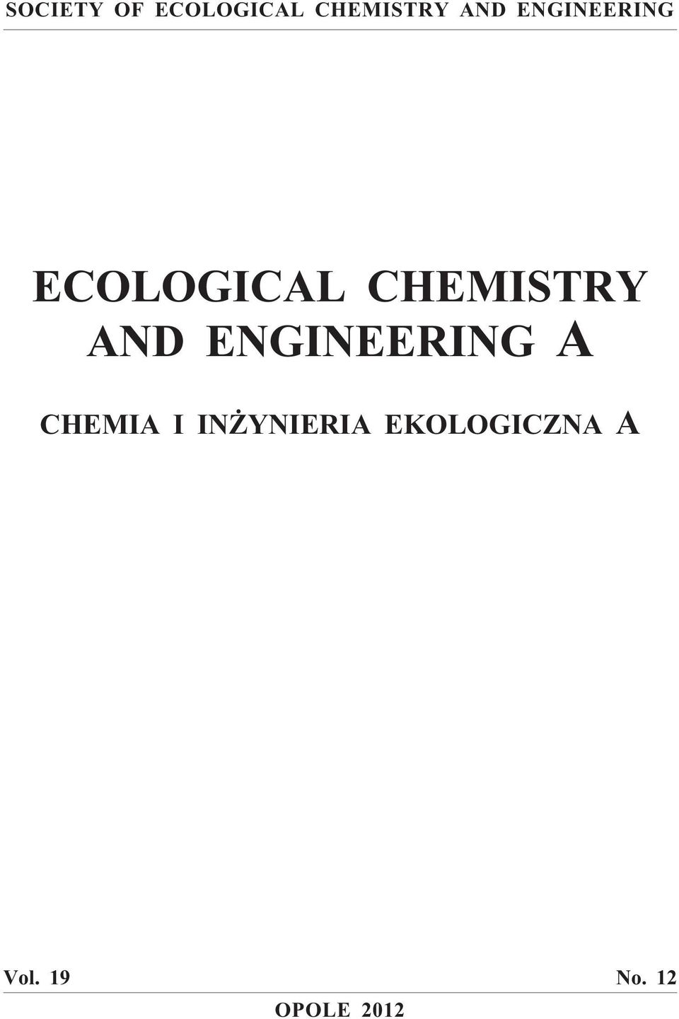 ENGINEERING A CHEMIA I IN YNIERIA
