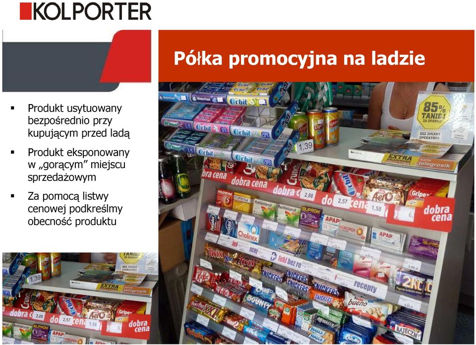 eksponowany w gorącym miejscu sprzedażowym Za