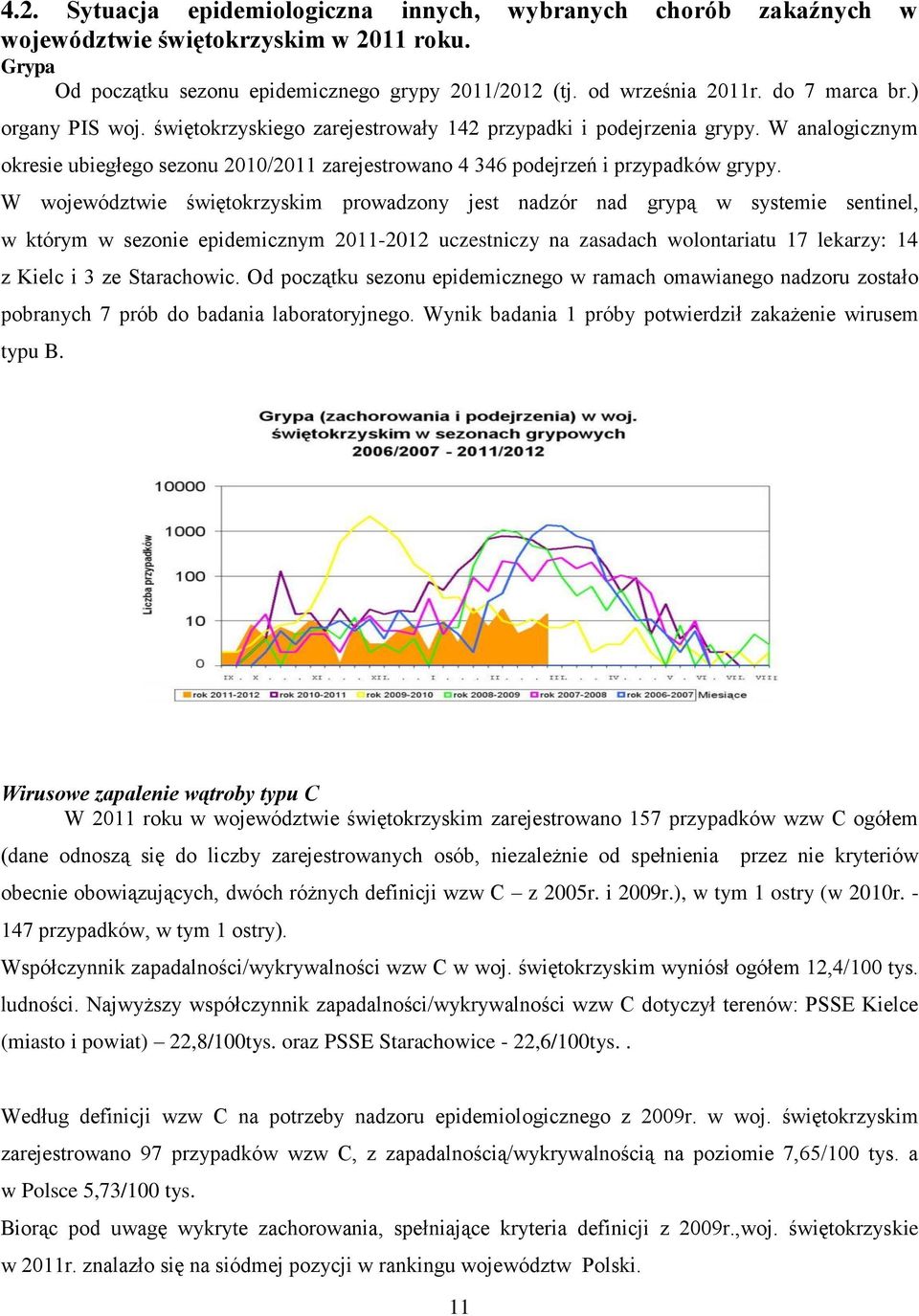 W województwie świętokrzyskim prowadzony jest nadzór nad grypą w systemie sentinel, w którym w sezonie epidemicznym 20-202 uczestniczy na zasadach wolontariatu 7 lekarzy: 4 z Kielc i 3 ze Starachowic.