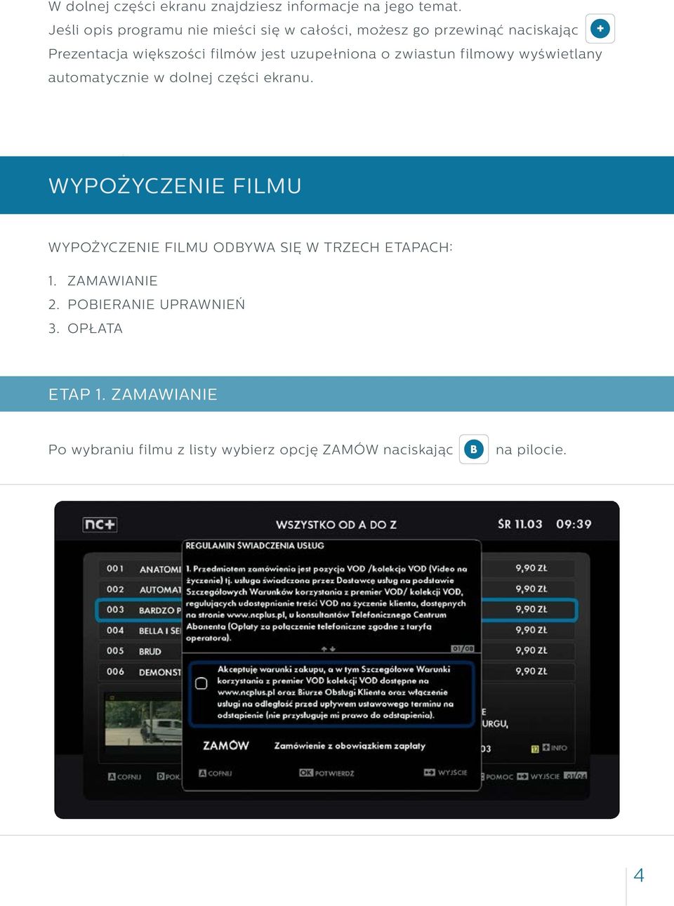 uzupełniona o zwiastun filmowy wyświetlany automatycznie w dolnej części ekranu.