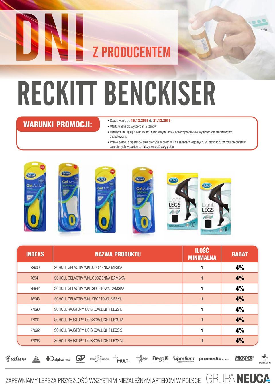 SPORTOWA DAMSKA 1 4% 78943 SCHOLL GELACTIV WKL.SPORTOWA MESKA 1 4% 77090 SCHOLL RAJSTOPY UCISKOW.