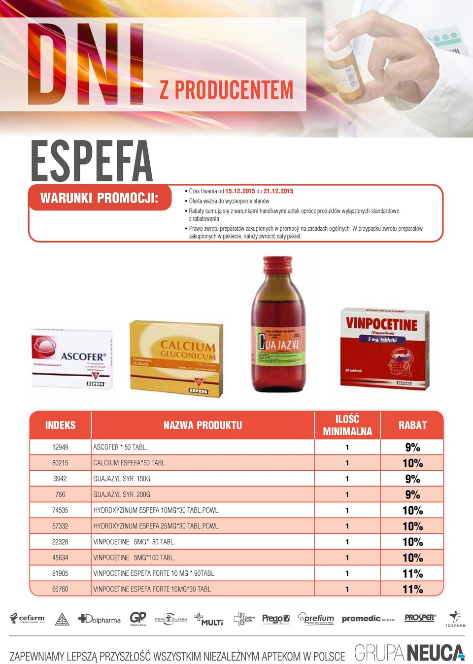 1 10% 57332 HYDROXYZINUM ESPEFA 25MG*30 TABL.POWL. 1 10% 22328 VINPOCETINE 5MG* 50 TABL.