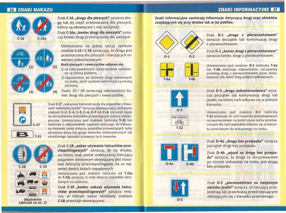 Umieszczone na jednej tarczy symbole znaków C-B i (-16 oznaczają, że droga jest przeznaczona dla pieszych i kierujących rowerami jednośladowymi.