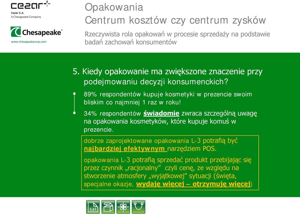 34% respondentów świadomie zwraca szczególną uwagę na opakowania kosmetyków, które kupuje komuś w prezencie.