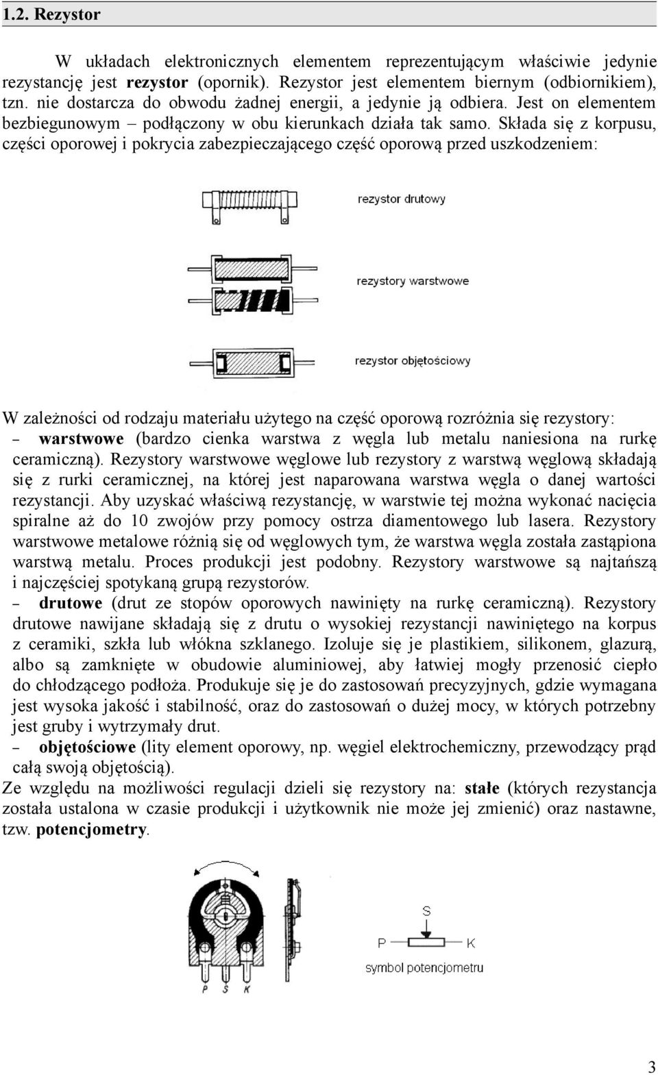 Składa się z korpusu, części oporowej i pokrycia zabezpieczającego część oporową przed uszkodzeniem: W zależności od rodzaju materiału użytego na część oporową rozróżnia się rezystory: warstwowe