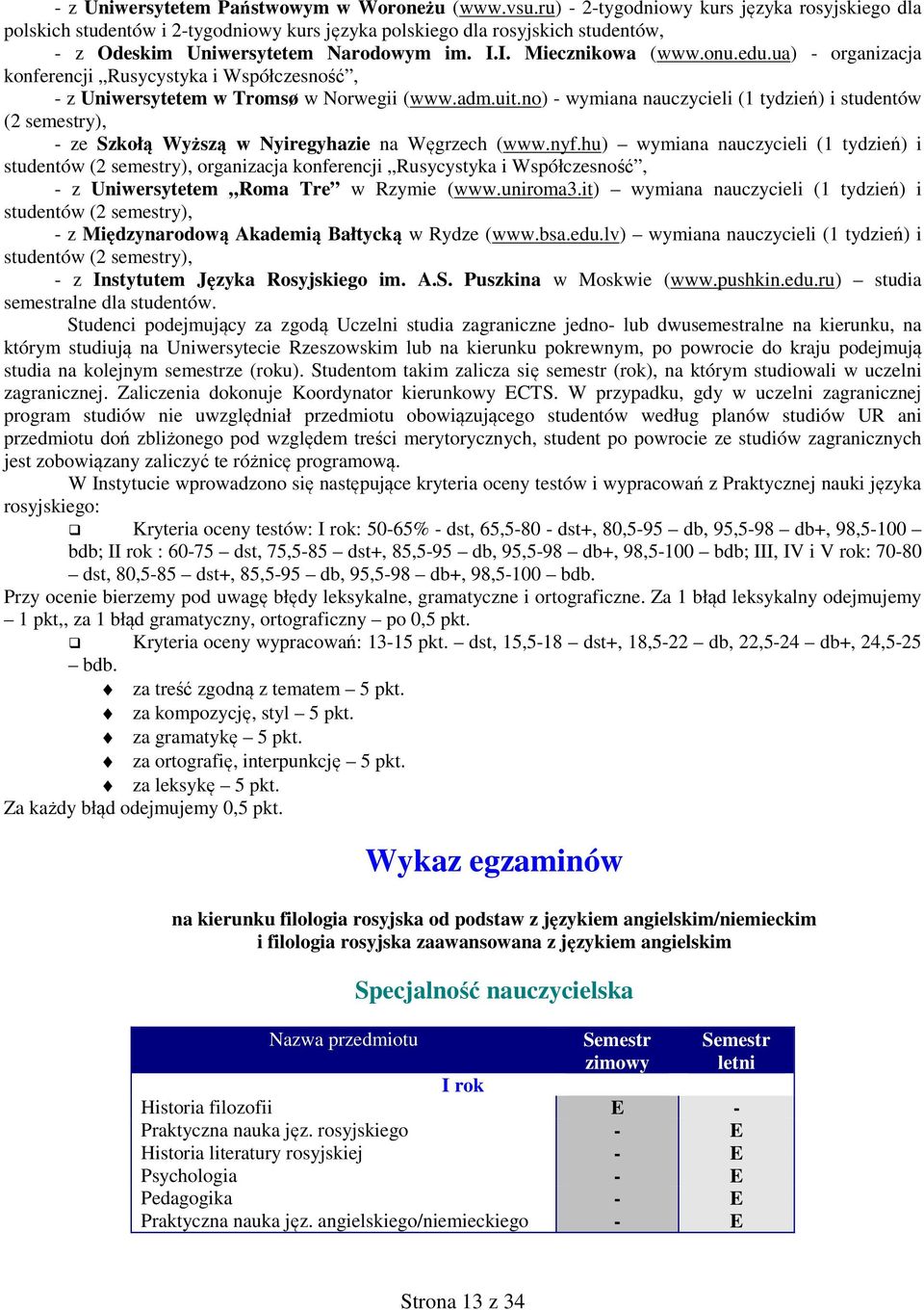 ua) - organizacja konferencji Rusycystyka i Współczesność, - z Uniwersytetem w Tromsø w Norwegii (www.adm.uit.