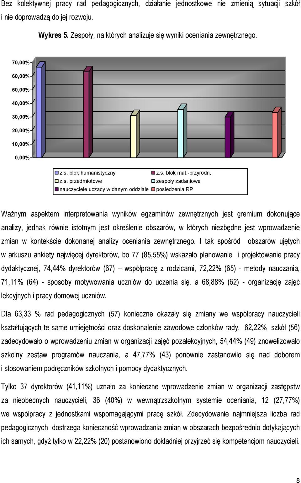 zespoły zadaniowe posiedzenia RP Ważnym aspektem interpretowania wyników egzaminów zewnętrznych jest gremium dokonujące analizy, jednak równie istotnym jest określenie obszarów, w których niezbędne