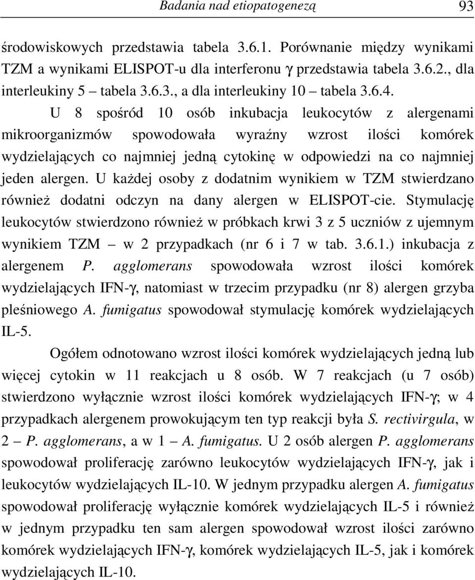 alergen. U kaŝdej osoby z dodatnim wynikiem w TZM stwierdzano równieŝ dodatni odczyn na dany alergen w ELISPOT-cie.